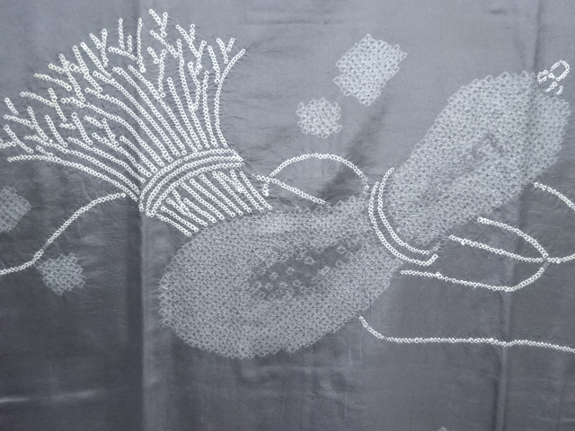 JAPANESE KIMONO / ANTIQUE MENS JUBAN / SILK / SHIBORI / GOURD